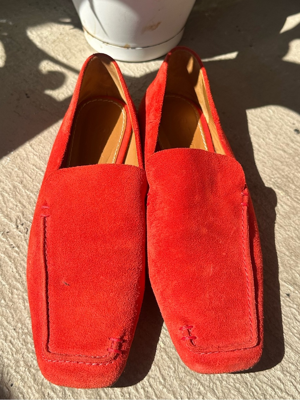 STAUD Red Suede Men's Slip-On Loafers